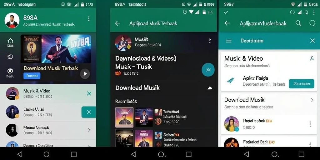 Screenshot utama 898A menampilkan antarmuka Download Musik yang sederhana dan menarik.