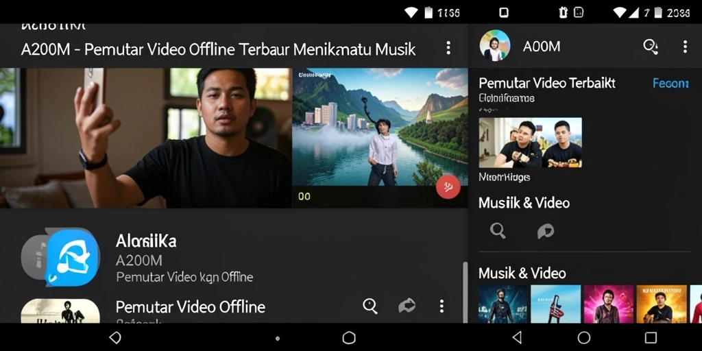 Antarmuka A200M yang bersih dan efisien untuk pemutaran video offline.
