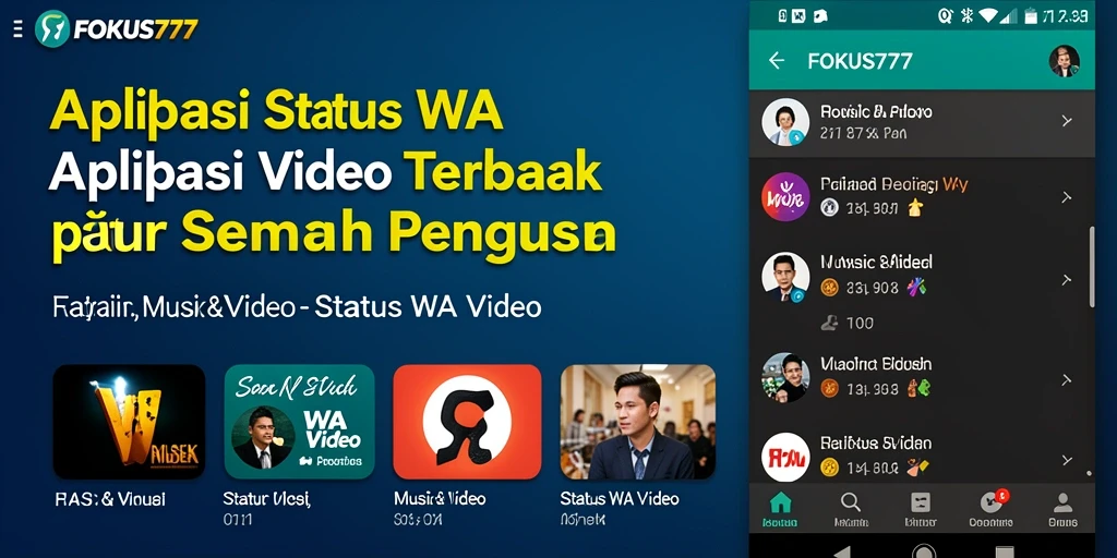 Tampilan antarmuka aplikasi FOKUS777 untuk status video yang menarik.
