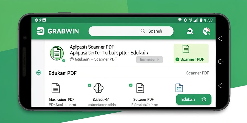 Antarmuka utama GRABWIN menampilkan fungsi Scanner PDF yang intuitif.
