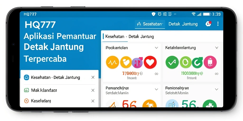Tampilan antarmuka aplikasi HQ777 untuk pemantauan detak jantung.