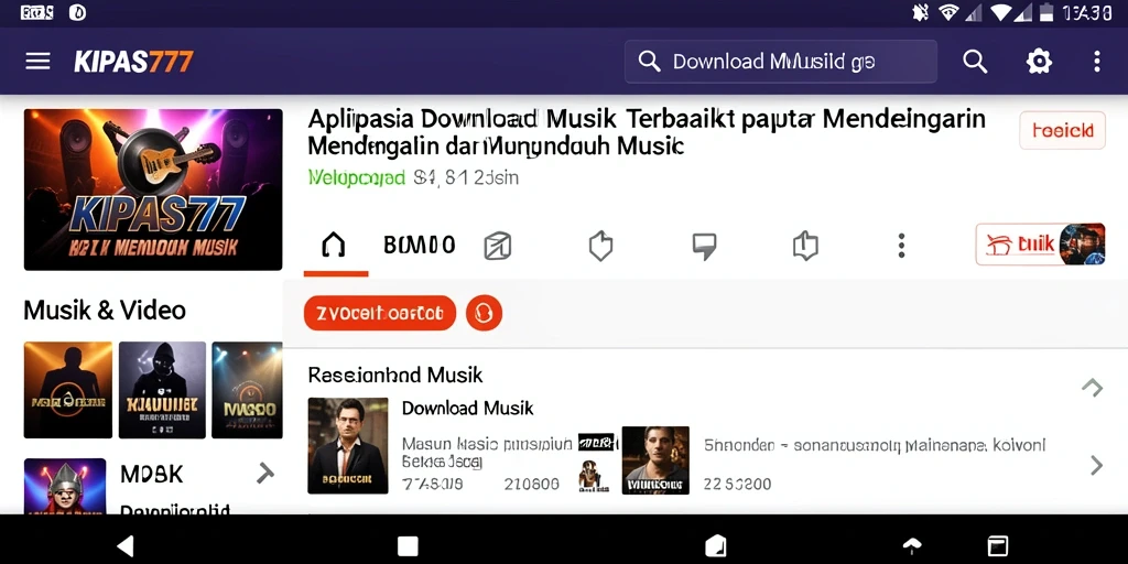 Antarmuka KIPAS777 yang sederhana dan mudah digunakan untuk Download Musik.
