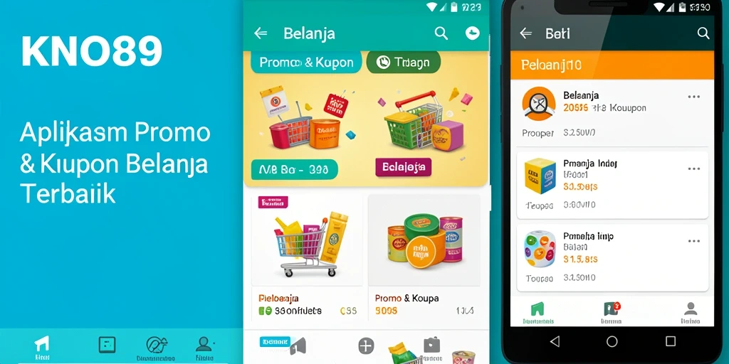 Antarmuka aplikasi KNO89 menampilkan berbagai promo dan kupon belanja.