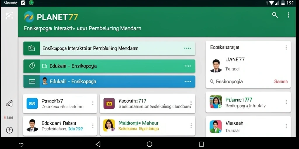Antarmuka pengguna PLANET77 yang interaktif dan informatif.