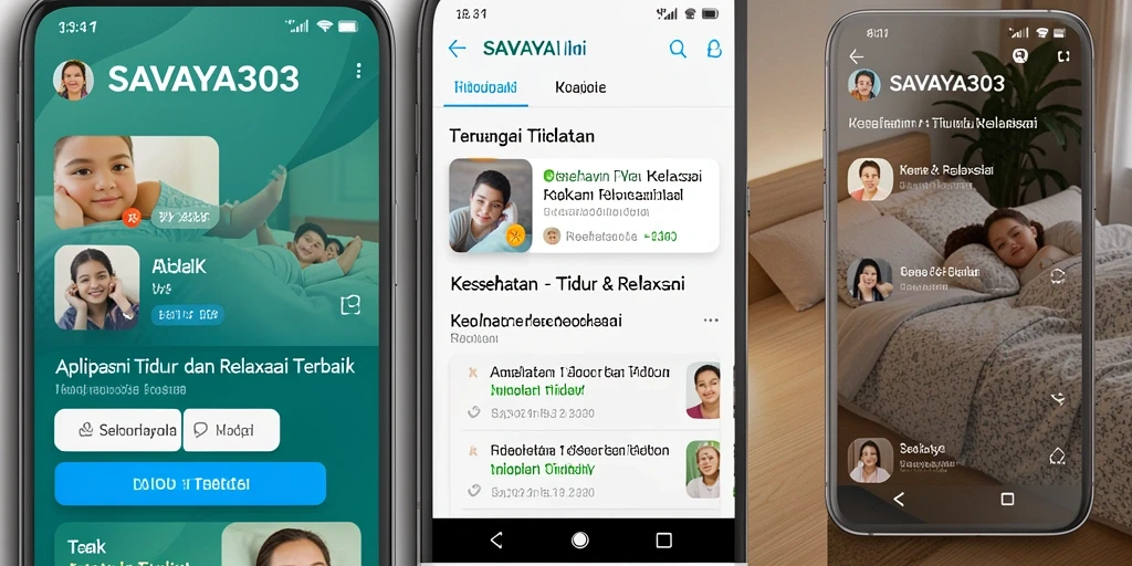 Antarmuka aplikasi SAVAYA303 yang menenangkan untuk Tidur & Relaksasi.