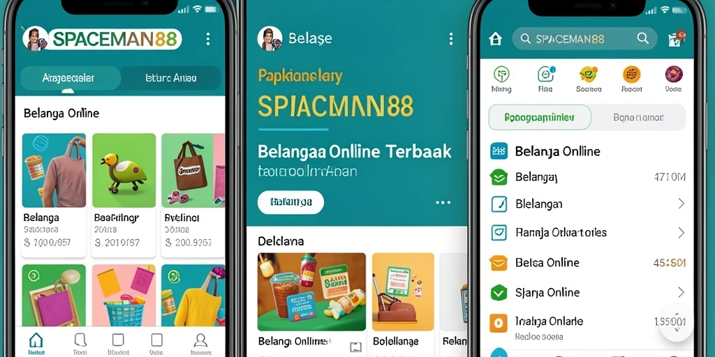 Tampilan antarmuka pengguna aplikasi SPACEMAN88 untuk Belanja Online.